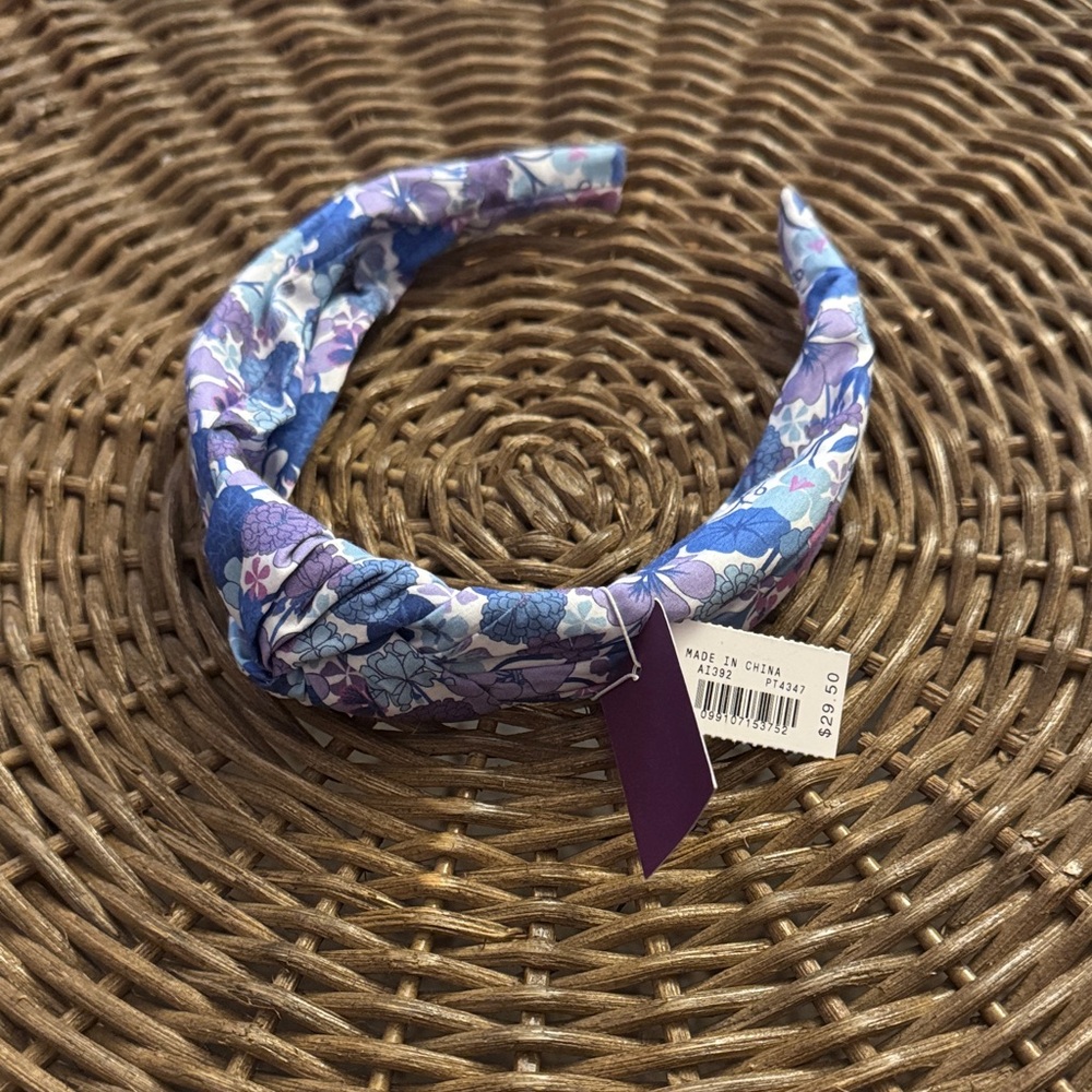 J. Crew Elegant Floral Headband in Purple and Blue